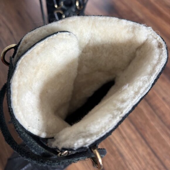 Michael Kors Black leather shearling lined heeled boots - Picture 6 of 10